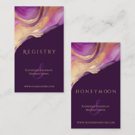モダン抽象芸術紫と金ゴールドエレガントな結婚式 名刺