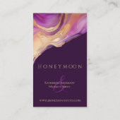 モダン抽象芸術紫と金ゴールドエレガントな結婚式 名刺 (裏面)