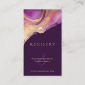 モダン抽象芸術紫と金ゴールドエレガントな結婚式 名刺 (正面)