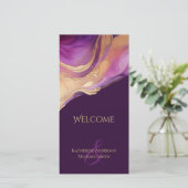 モダン抽象芸術紫と金ゴールド結婚式 プログラム (スタンド正面)