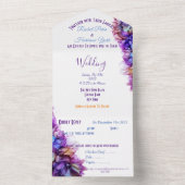 モダン抽象芸術紫バイオレット結婚式招待状 オールインワン招待状 (内側)