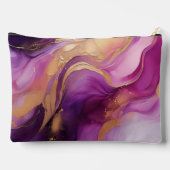 モダン抽象芸術紫ピンクと金ゴールド アクセサリーポーチ (裏面)