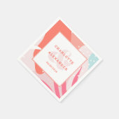 モダン抽象芸術結婚コーラルの新郎新婦 スタンダードカクテルナプキン (角)