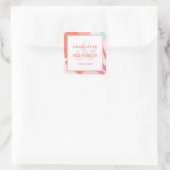 モダン抽象芸術結婚コーラル新郎新婦 スクエアシール (バッグ)