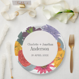 モダン抽象芸術結婚フローラの名前 ペーパープレート