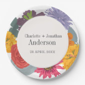 モダン抽象芸術結婚フローラの名前 ペーパープレート (正面)