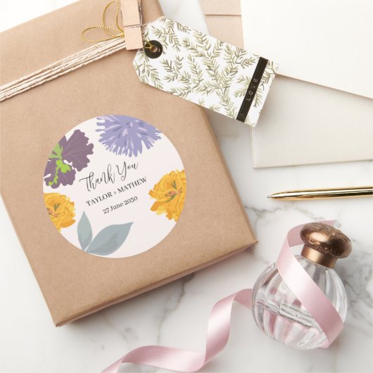 モダン抽象芸術結婚フローラの名前 ラウンドシール (ギフト)