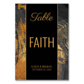 モダン抽象芸術絵を描の金ゴールドスクリプト文字結婚の テーブルナンバー (裏面)