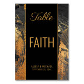 モダン抽象芸術絵を描の金ゴールドスクリプト文字結婚の テーブルナンバー (正面)