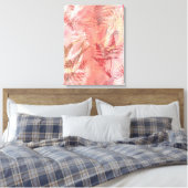 モダン抽象芸術絵を描ズコーラルピンクファーン離れズ キャンバスプリント (インサイチュ (寝室))