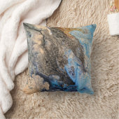 モダン抽象芸術絵を描ブルー金ゴールド白黒 クッション (ブランケット)