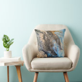 モダン抽象芸術絵を描ブルー金ゴールド白黒 クッション (椅子)