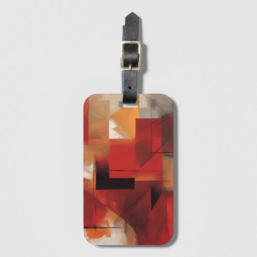 モダン抽象芸術絵を描図形カラフルの芸術 ラゲッジタグ (正面縦)