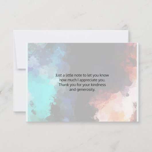 モダン抽象芸術絵を描(ばちゃばちゃ)跳ねるありがとう サンキューカード (裏面)