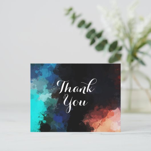 モダン抽象芸術絵を描（ばちゃばちゃ）跳ねるありがとう ポストカード (スタンド正面)