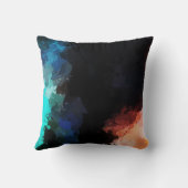 モダン抽象芸術絵を描（ばちゃばちゃ）跳ねるブラックオレンジブルー クッション (裏面)