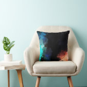 モダン抽象芸術絵を描（ばちゃばちゃ）跳ねるブラックオレンジブルー クッション (椅子)