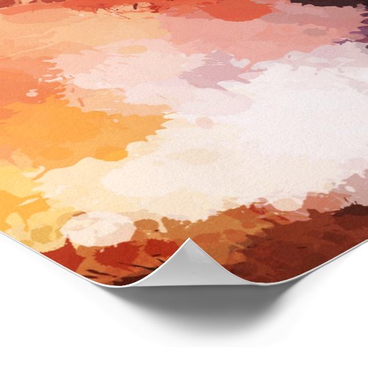 モダン抽象芸術絵を描（ばちゃばちゃ）跳ねるブラックオレンジブルー ポスター (角)