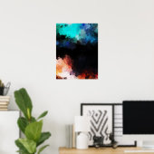 モダン抽象芸術絵を描(ばちゃばちゃ)跳ねるブラックオレンジブルー ポスター (ホームオフィス)