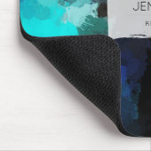 モダン抽象芸術絵を描(ばちゃばちゃ)跳ねるブラックオレンジブルー マウスパッド (コーナー)