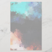 モダン抽象芸術絵を描（ばちゃばちゃ）跳ねるブラックオレンジブルー 便箋 (正面)