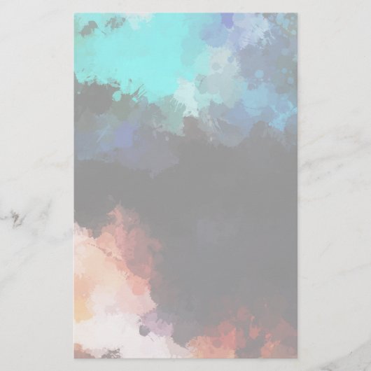 モダン抽象芸術絵を描（ばちゃばちゃ）跳ねるブラックオレンジブルー 便箋 (正面)