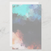 モダン抽象芸術絵を描（ばちゃばちゃ）跳ねるブラックオレンジブルー 便箋 (正面/裏面)