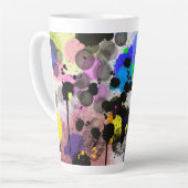 モダン抽象芸術絵を描（ばちゃばちゃ）跳ねる カフェラテマグ (左アングル)