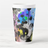 モダン抽象芸術絵を描（ばちゃばちゃ）跳ねる カフェラテマグ (正面)
