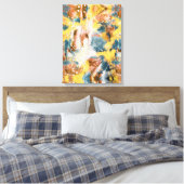 モダン抽象芸術絵画のマスタードティール(緑がかった色)金ゴールドホワイト キャンバスプリント (インサイチュ (寝室))