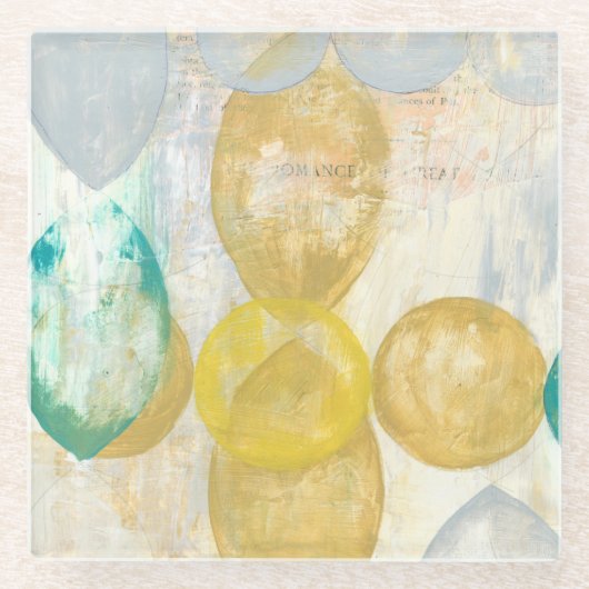 モダン抽象芸術絵画の新聞社 ガラスコースター (正面)