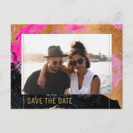 モダン抽象芸術絵画の金ゴールドスクリプトの写真結婚の 案内ポストカード