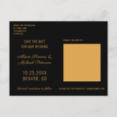 モダン抽象芸術絵画の金ゴールドスクリプトの写真結婚の 案内ポストカード (裏面)