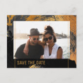 モダン抽象芸術絵画の金ゴールドスクリプトの写真結婚の 案内ポストカード (正面)