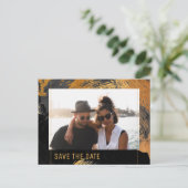 モダン抽象芸術絵画の金ゴールドスクリプトの写真結婚の 案内ポストカード (スタンド正面)