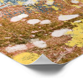 モダン抽象芸術絵画ズアートマスタードティール（緑がかった色）金ゴールド ポスター (角)