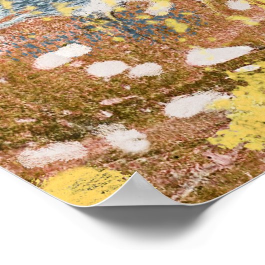 モダン抽象芸術絵画ズアートマスタードティール（緑がかった色）金ゴールド ポスター (角)