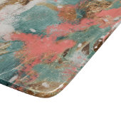 モダン抽象芸術絵画ズコーラルティール(緑がかった色)金ゴールドホワイト カッティングボード (角)