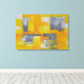 モダン抽象芸術絵画白灰色 キャンバスプリント (インサイチュ (ウッドフロア))