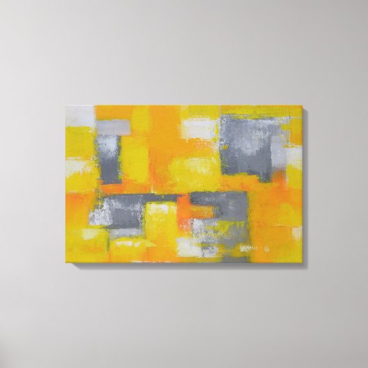 モダン抽象芸術絵画白灰色 キャンバスプリント (正面)