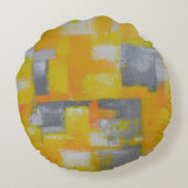 モダン抽象芸術絵画白灰色 ラウンドクッション (裏面)