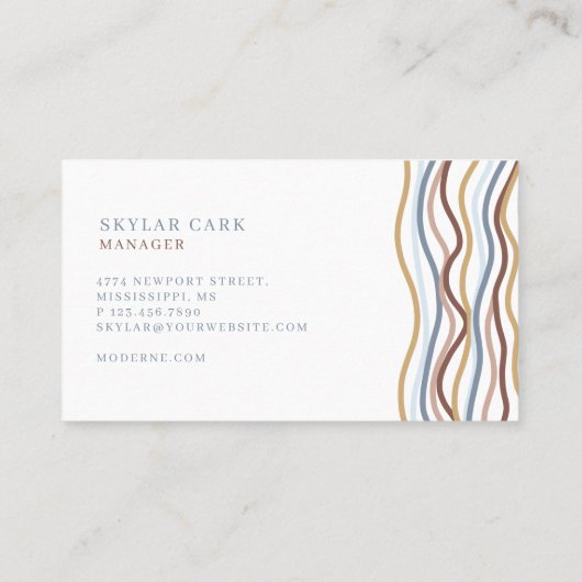 モダン抽象芸術線の波形パターンデザイン白 名刺 (裏面)
