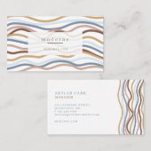 モダン抽象芸術線の波形パターンデザイン白 名刺 (正面/裏面)