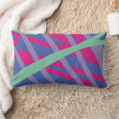 モダン抽象芸術線ブルーピンクパープルティール(緑がかった色)アート ランバークッション (ブランケット)