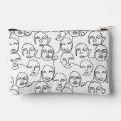 モダン抽象芸術線顔連続線アート アクセサリーポーチ (裏面)