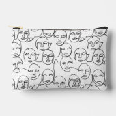 モダン抽象芸術線顔連続線アート アクセサリーポーチ (正面)