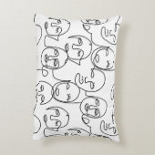 モダン抽象芸術線顔連続線アート アクセントクッション (裏面(縦))