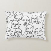 モダン抽象芸術線顔連続線アート アクセントクッション (裏面)