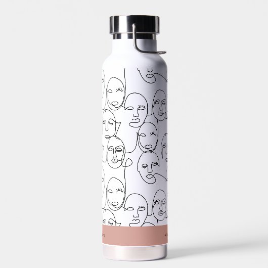 モダン抽象芸術線顔連続線アート ウォーターボトル (左面)