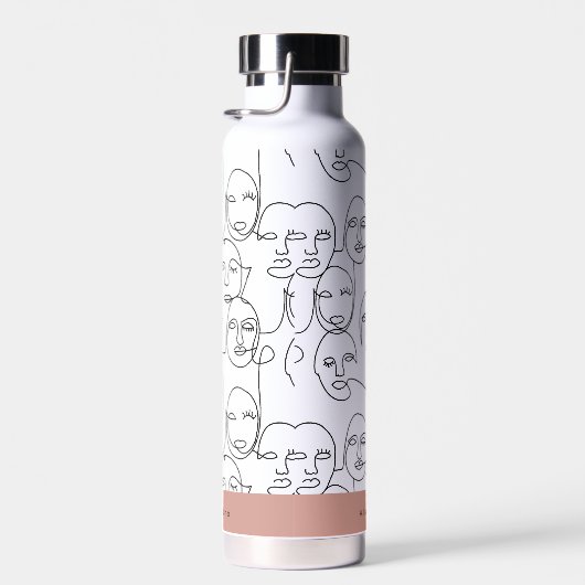 モダン抽象芸術線顔連続線アート ウォーターボトル (右面)